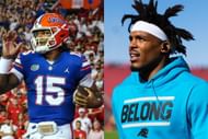 Gators QB Anthony Richardson (l) and former NFL MVP Cam Newton (r)